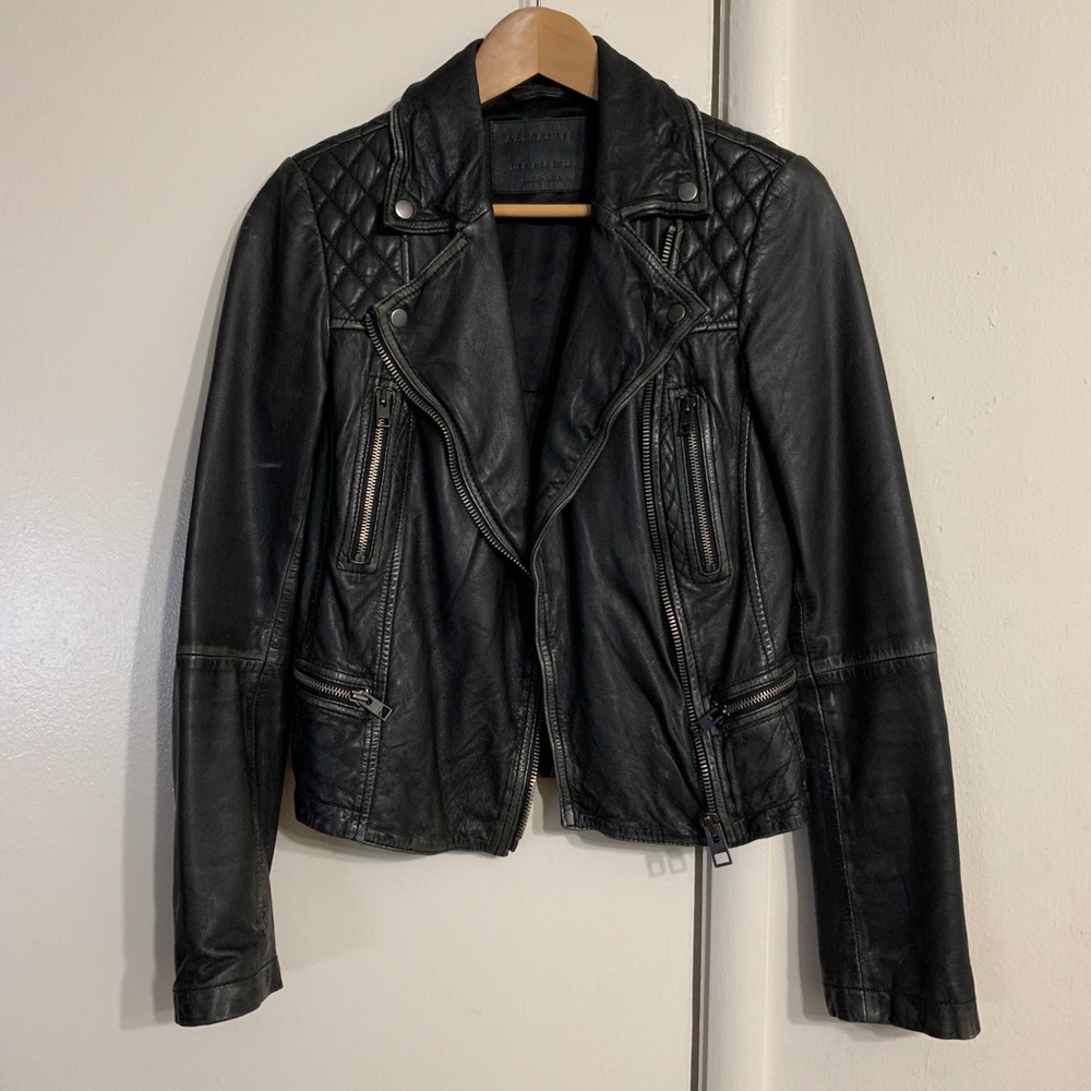AllSaints Cargo Leather Biker Jacket